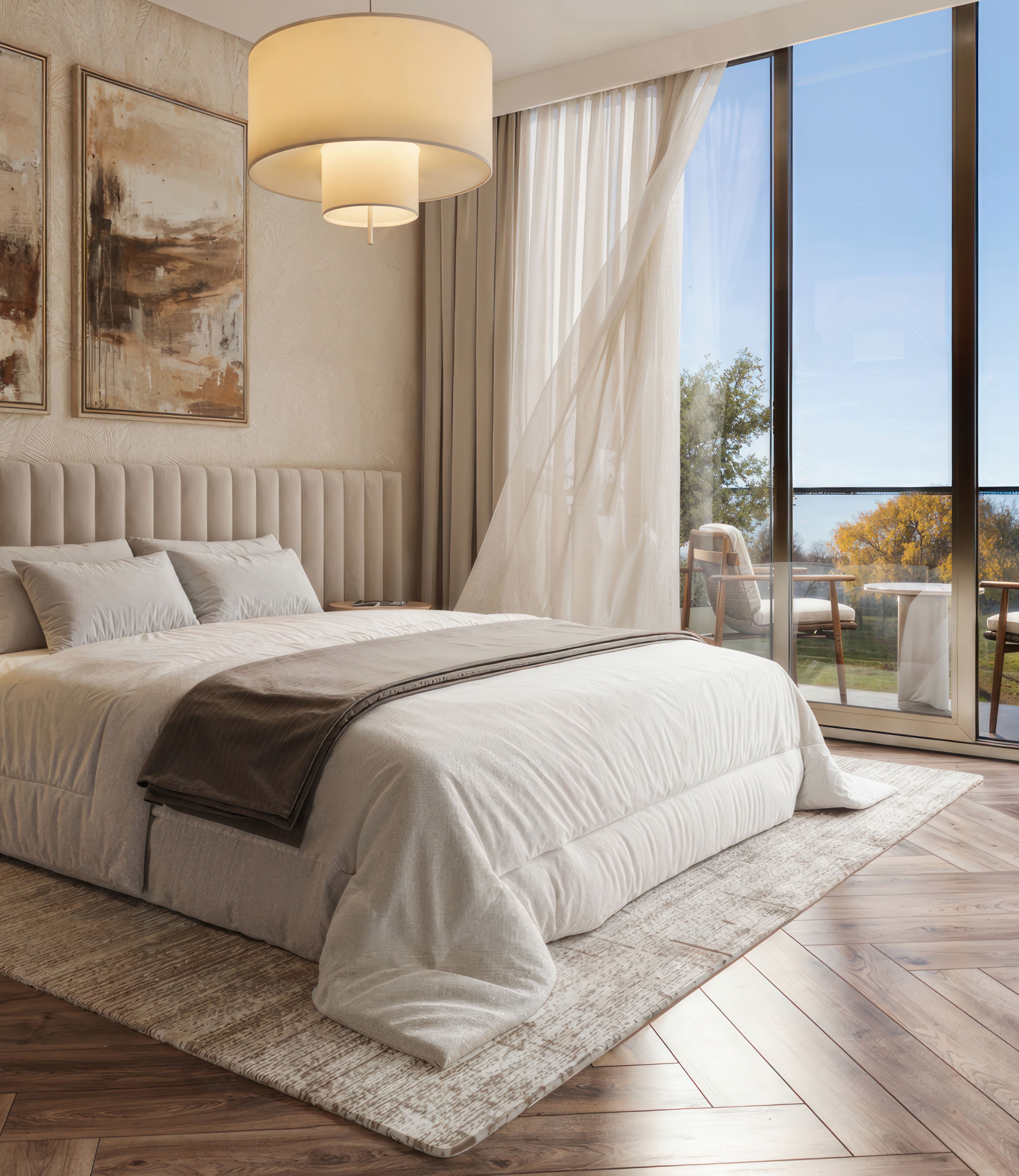 Interior lifestyle at Tbilisi Waterfront villa — luxurious living with modern finishes and natural light