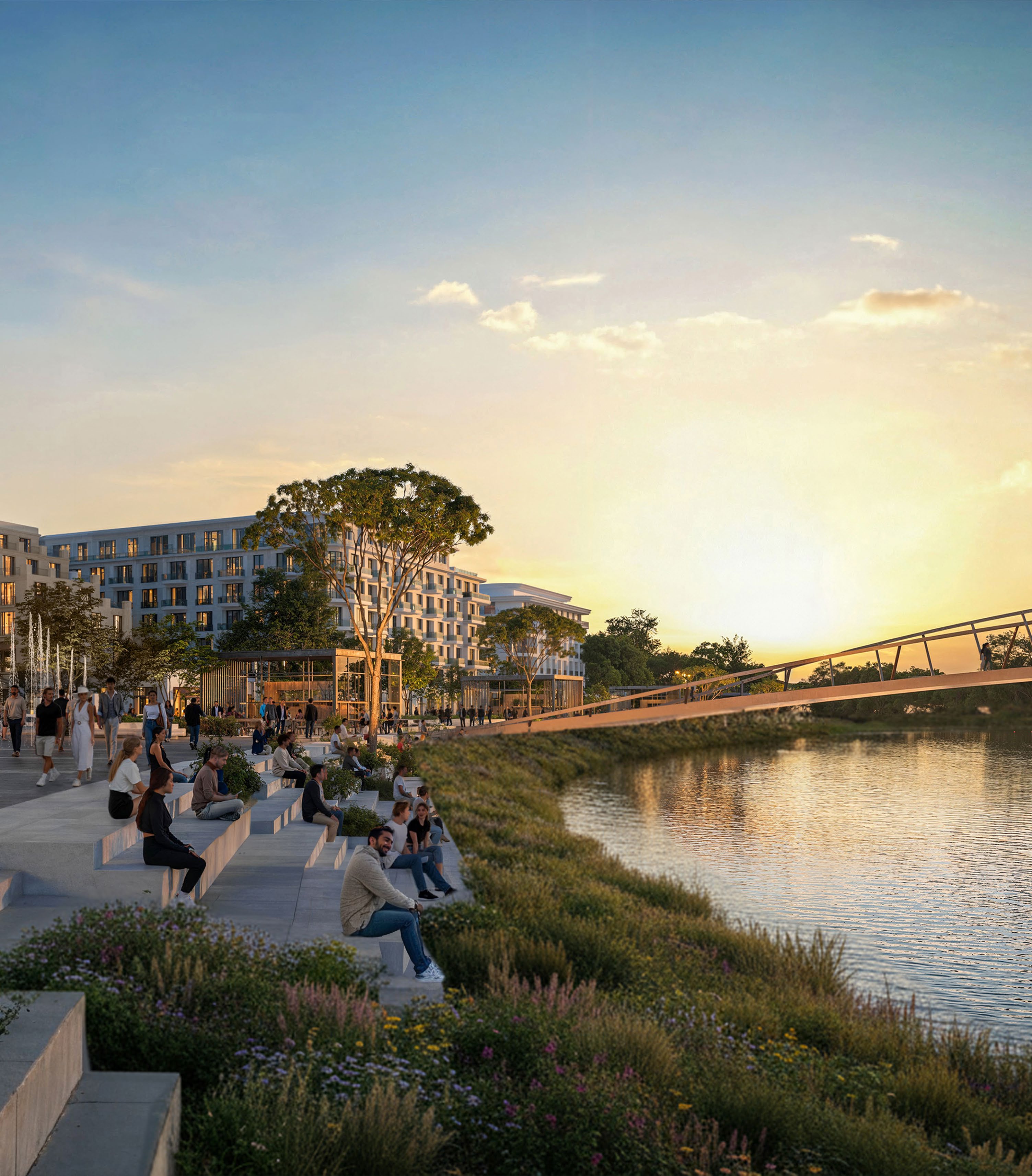 Luxury lifestyle at Tbilisi Waterfront — connected community with waterfront promenade and premium amenities